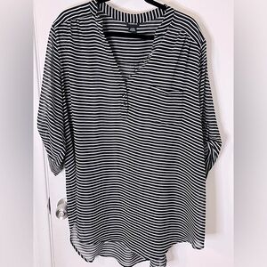 Torrid Harper black and white striped shirt